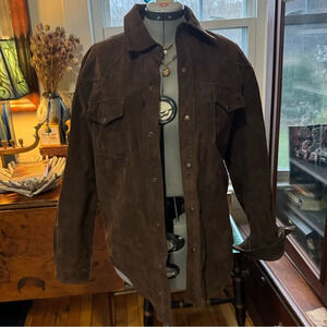 Lucky Brand Suede Jacket/Over Shirt Brown Size Medium G.U.C. Western Cut